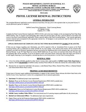 For answers to questions concerning pistol licensing, you may contact a bureau representative at the following number (631) 852-6311. . Suffolk county pistol license handbook